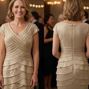 LondonTimes Gold Cocktail Dress 14 NWT